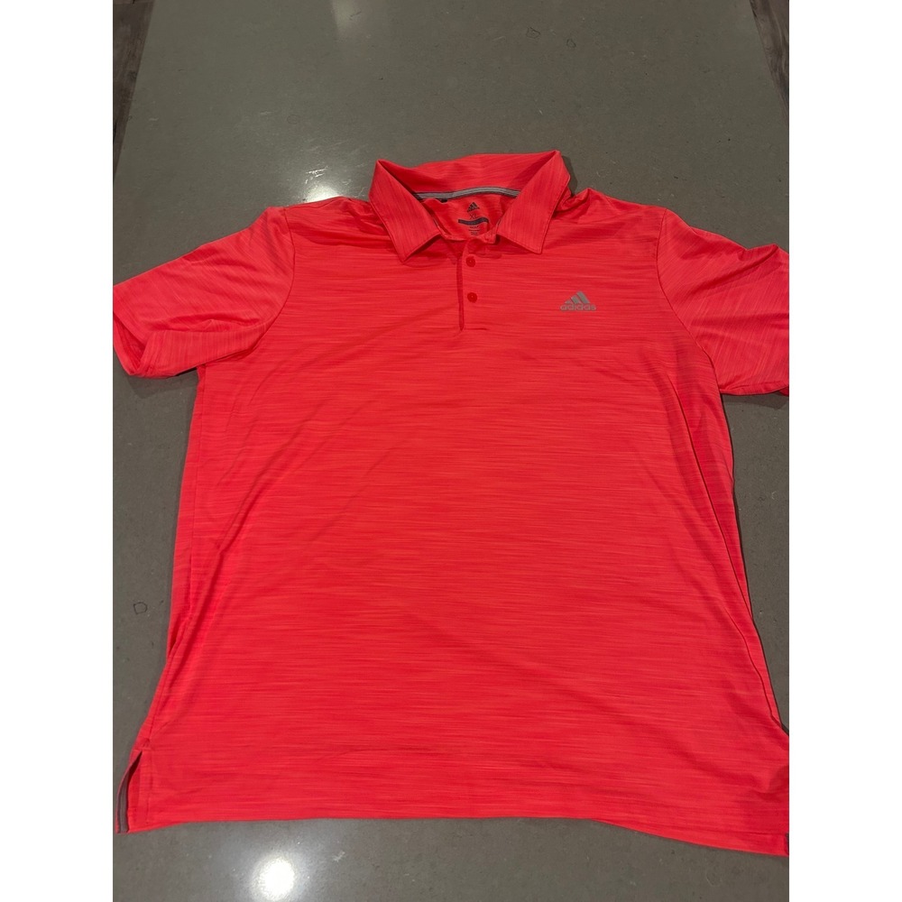 Adidas Golf Mens Polo Shirt‎ XL Red Heathered Short Sleeve Performance